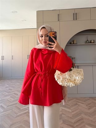 Wear Geniş Yaka Bluz Kırmızı (5556)