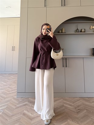 Wear Geniş Yaka Bluz Mürdüm (5556)