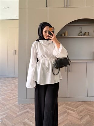 Wear GenişYaka Bluz Ekru (5556)