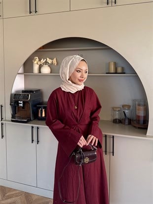 Wild Bağlama Detaylı Elbise Bordo (4491)