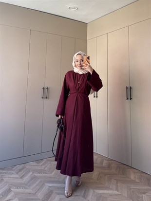 Wild Bağlama Detaylı Elbise Bordo (4491)