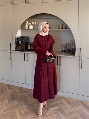 Wild Bağlama Detaylı Elbise Bordo (4491)