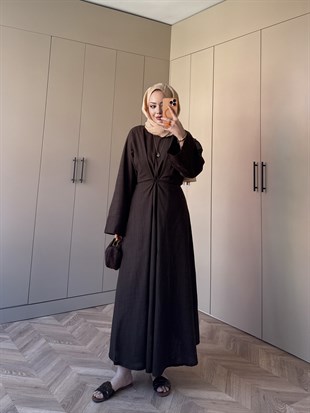 Wild Bağlama Detaylı Elbise Kahve (4491)