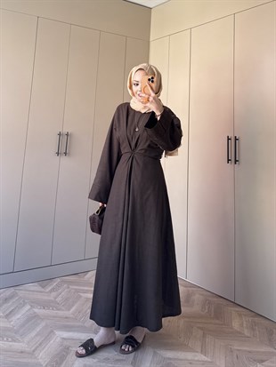 Wild Bağlama Detaylı Elbise Kahve (4491)