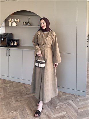 Wild Bağlama Detaylı Elbise Vizon (4491)