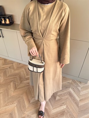 Wild Bağlama Detaylı Elbise Vizon (4491)