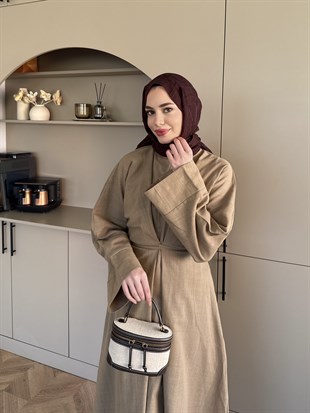 Wild Bağlama Detaylı Elbise Vizon (4491)