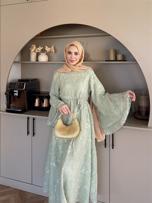 Yalın Brode Elbise Mint Yeşili (1932)
