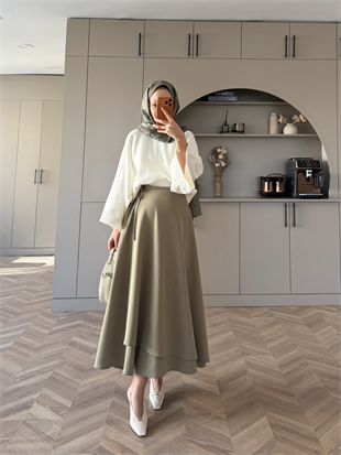 Yandan Bağlamalı Scuba Etek Çağla