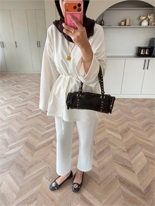 Yandan Yırtmaçlı Basıc Sweat Beyaz (2755)