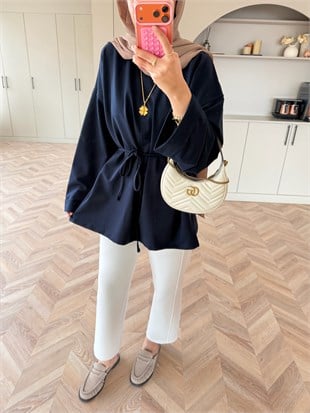 Yandan Yırtmaçlı Basıc Sweat Lacivert (2755)