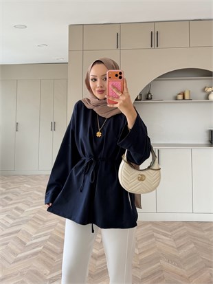 Yandan Yırtmaçlı Basıc Sweat Lacivert (2755)