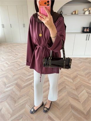 Yandan Yırtmaçlı Basıc Sweat Mürdüm (2755) 