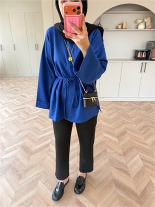 Yandan Yırtmaçlı Basıc Sweat Saks (2755)
