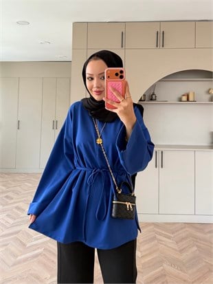 Yandan Yırtmaçlı Basıc Sweat Saks (2755)