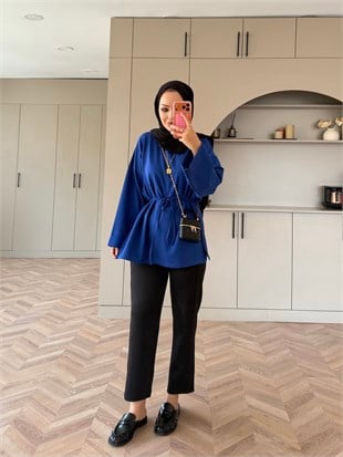 Yandan Yırtmaçlı Basıc Sweat Saks (2755)