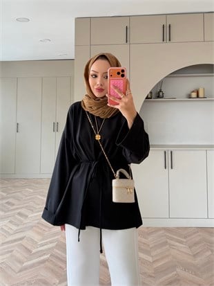 Yandan Yırtmaçlı Basıc Sweat Siyah (2755)