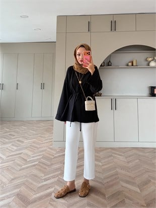 Yandan Yırtmaçlı Basıc Sweat Siyah (2755)