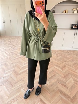 Yandan Yırtmaçlı Basıc Sweat Su Yeşili (2755)