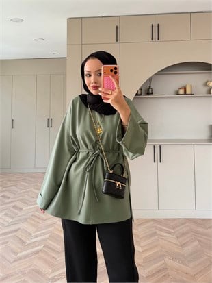 Yandan Yırtmaçlı Basıc Sweat Su Yeşili (2755)