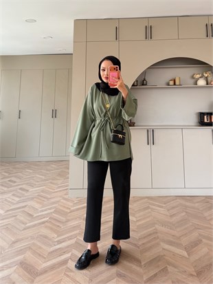 Yandan Yırtmaçlı Basıc Sweat Su Yeşili (2755)