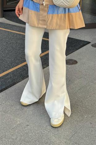 Yandan Yırtmaçlı Scuba Pantolon Beyaz