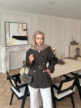 Yarasa Kollu Kot Ceket Kahverengi