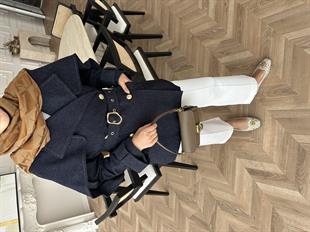 Yarasa Kollu Kot Ceket Mavi