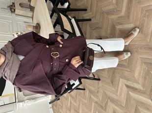 Yarasa Kollu Kot Ceket Mürdüm