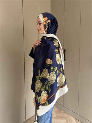 Yasemin Desen Şal Lacivert 098