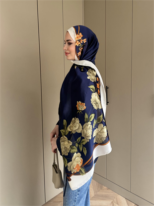 Yasemin Desen Şal Lacivert 098