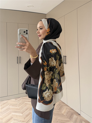Yasemin Desen Şal Siyah 098