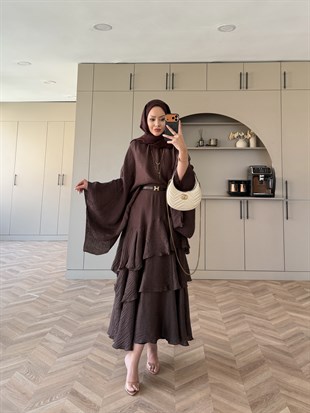 Yasmin Yarasa Kol Etekli Takım Kahve (4492)