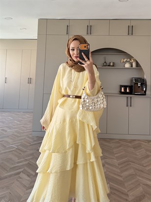 Yasmin Yarasa Kol Etekli Takım Sarı (4492)