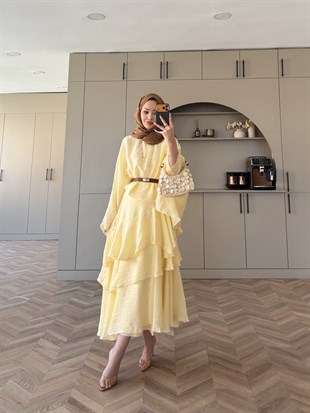 Yasmin Yarasa Kol Etekli Takım Sarı (4492)