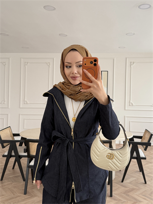 Yelena Fermuar Detaylı Pantolonlu Kot Takım Lacivert (629)