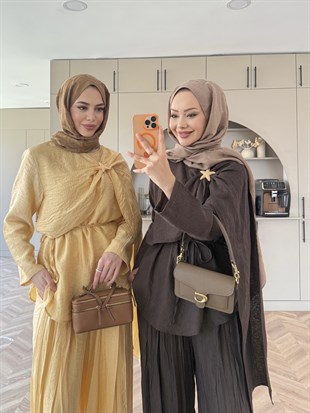 Yıldız Broş Detaylı Pantolon Takım Acı Kahve (3074)