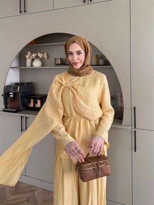 Yıldız Broş Detaylı Pantolon Takım ButterYellow (3074)
