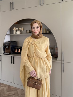 Yıldız Broş Detaylı Pantolon Takım ButterYellow (3074)
