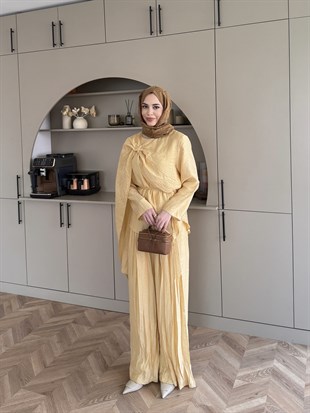 Yıldız Broş Detaylı Pantolon Takım ButterYellow (3074)