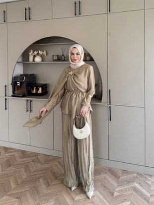 Yıldız Broş Detaylı Pantolon Takım Haki (3074)