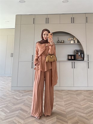 Yıldız Broş Detaylı Pantolon Takım Somon (3074)