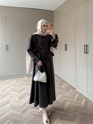 Yolanda Müslin Etekli Takım Kahve (3011)