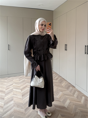 Yolanda Müslin Etekli Takım Kahve (3011)