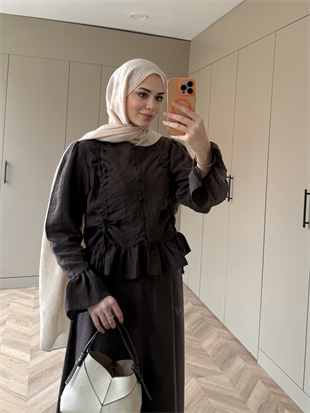 Yolanda Müslin Etekli Takım Kahve (3011)