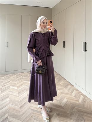 Yolanda Müslin Etekli Takım Mürdüm (3011)