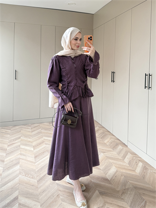 Yolanda Müslin Etekli Takım Mürdüm (3011)