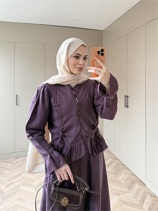 Yolanda Müslin Etekli Takım Mürdüm (3011)