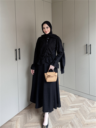 Yolanda Müslin Etekli Takım Siyah (3011(