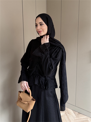 Yolanda Müslin Etekli Takım Siyah (3011(